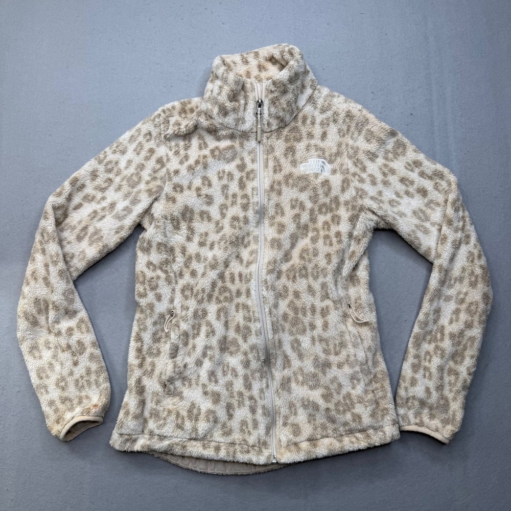 The North Face Osito Fleece Jacket Womens XS Leopard Print Full Zip Tan NF0A5IZA